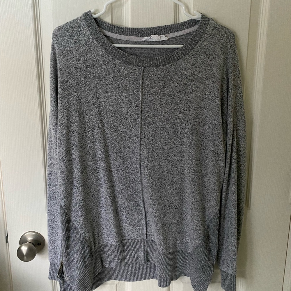 Grey Hippie Rose Side-Zip Sweater